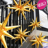 Gold Star Foil Balloons 6 Pcs 27 22 Inch Large Spike Starburst Mylar Balloons And Ribbon For Graduation Baby Shower Gender Reveal Christmas Wedding New Year Birthday Party Decorations