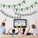 4PCS Soccer Party Decorations Soccer Banner Triangle Flags Birthday Garland Black White Soccer Ball Bunting Banner Soccer Birthday Decorations Sport Party Supplies Sport Theme Game Day Decorations