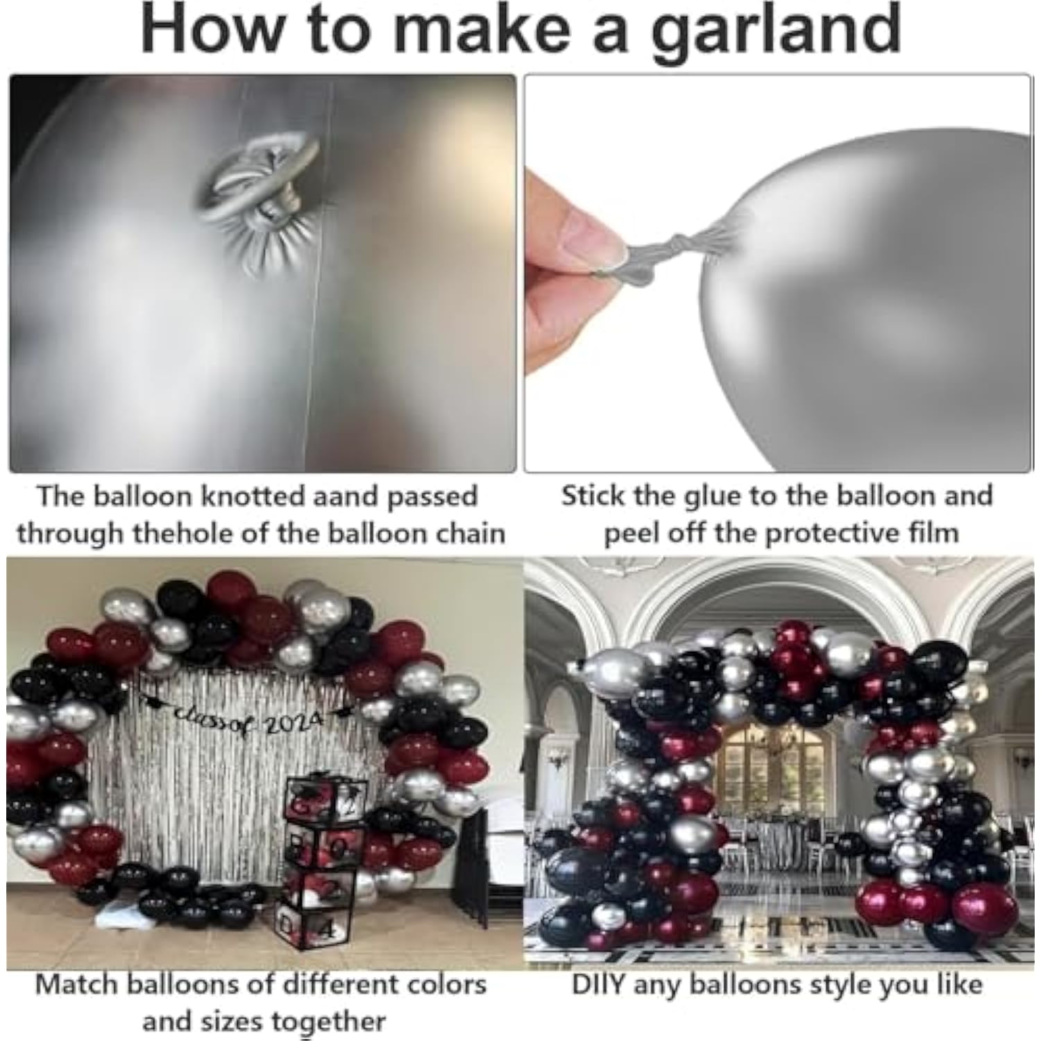 Graduation Party Decorations Maroon Black 2025/Burgundy Graduation Decorations Class Of 2025/Burgundy Black Balloons/114Pcs Burgundy Silver Balloon Birthday Wedding/Maroon Birthday