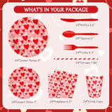 192Pcs Valentine'S Day Party Decorations Lovely Heart Valentines Day Party Plates, Cup, Napkin, Tableware, Valentines Day Engagements Weddings Anniversary Party Supplies Plates Serve 24 Guests