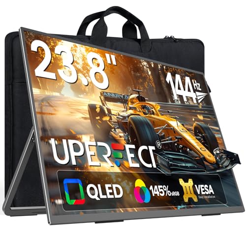 Qled 24" 120Hz Portable Monitor 1080P 125% Srgb 400Nits W/Stand & Vesa, Hdmi Usb-C Fhd Travel Monitor For Laptop/Gaming Devices/Phone/Mini Pc, External Second Screen For Gaming & Work