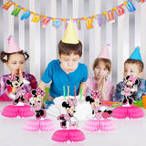 Minnie Birthday Party Supplies, 7Pcs Honeycomb Centerpieces For Mouse Party Decorations, Double Sided Table Decorations Centerpieces Party