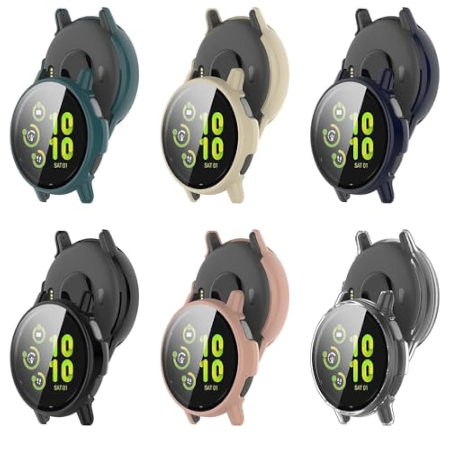 Compatible With Garmin Vivoactive 5 Watch Case Cover, Replacement Pc Protective Case Full Cover Built-In Hd Tempered Glass Screen Protector For Garmin Vivoactive 5 Smart Watch (6-Pack)