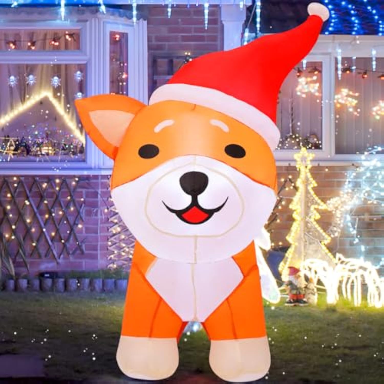 4Ft Christmas Inflatables Outdoor Decorations Blow Up Dog Built-In Leds For Christmas Indoor Outdoor Yard Lawn Garden De