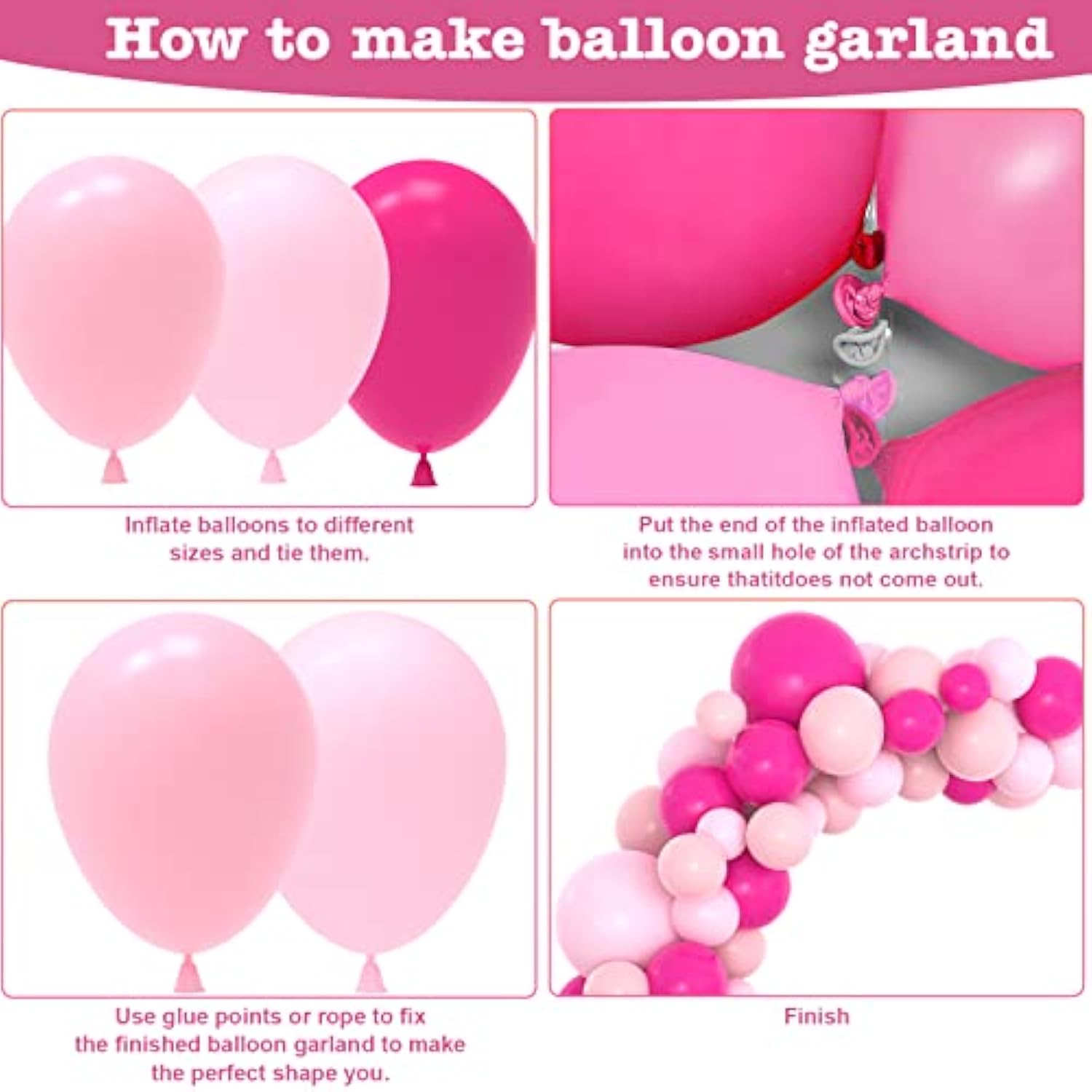 Pink Balloon Garland Arch Kit, 109Pcs Hot Pink Latex Pastel Pink Balloon, 18 12 10 5 Inch Latex Balloons For Wedding Birthday Princess Theme Bridal Baby Shower Bridal Shower Party Decorations