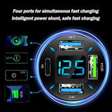 Car Charger 66W Super Fast Charging With Usb C&Qc 3.0(Voltmeter&Led Lights) Universal Quick Charge For 12-24V Car Cigarette Lighter Plug,Compatible With Iphone 14 13,S22,Ipad(2Pcs-Black-Qc/Pd/2.4A)