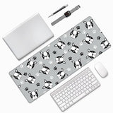 Laptop Mouse Pad Cute Boston Terrier Head Paws Desk Mat With Stitched Edges 31.5X 11.8 Inch Non-Slip Large Keyboard Rubber Writing Table Mat For Office Home