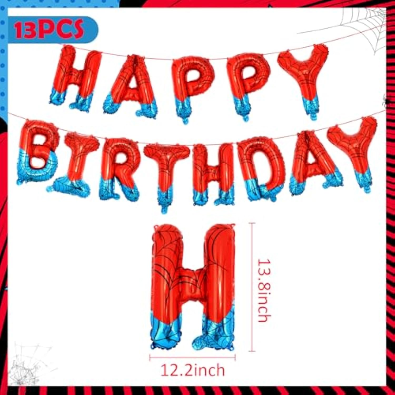 Happy Birthday Balloons Letters Banner For Boys Spider Theme Birthday Decorations Party Supplies
