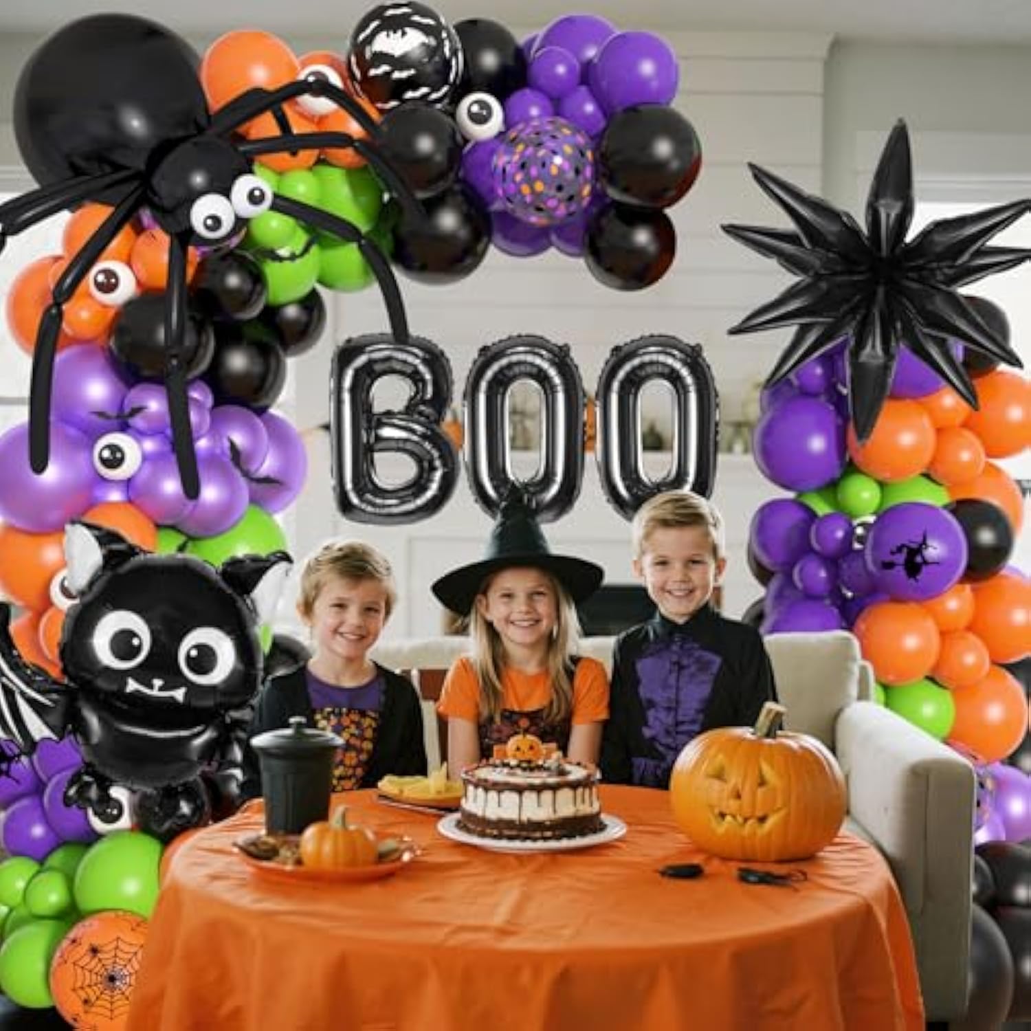 Halloween Balloon Arch Kit: Spider, Bat, Star, Confetti - 176 PCS