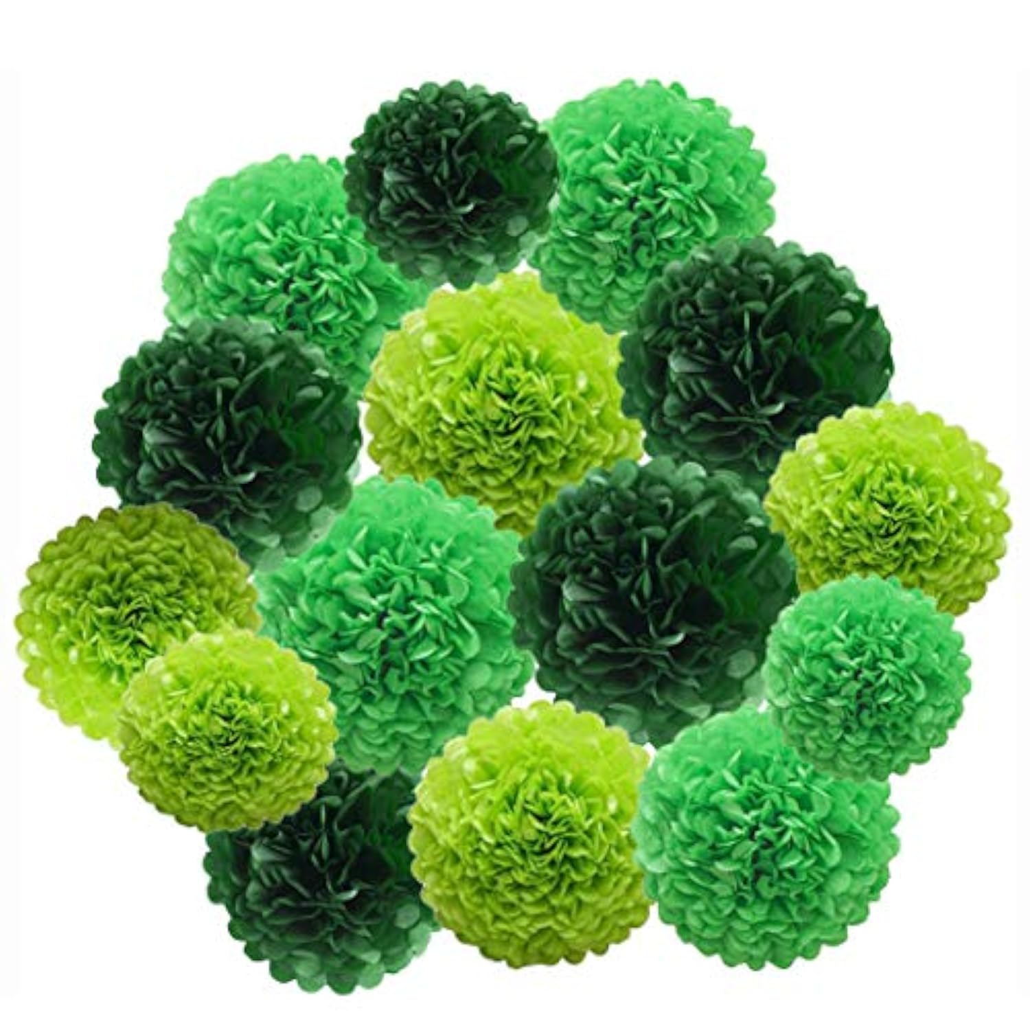 Lucky Green Tissue Paper Pom Poms, St. Patrick'S Day Party Decoration Kit 21Pcs Of 8,10,12 Inch Paper Pom Poms For Birthday Graduation Baby Shower, Spring School Diy Parties