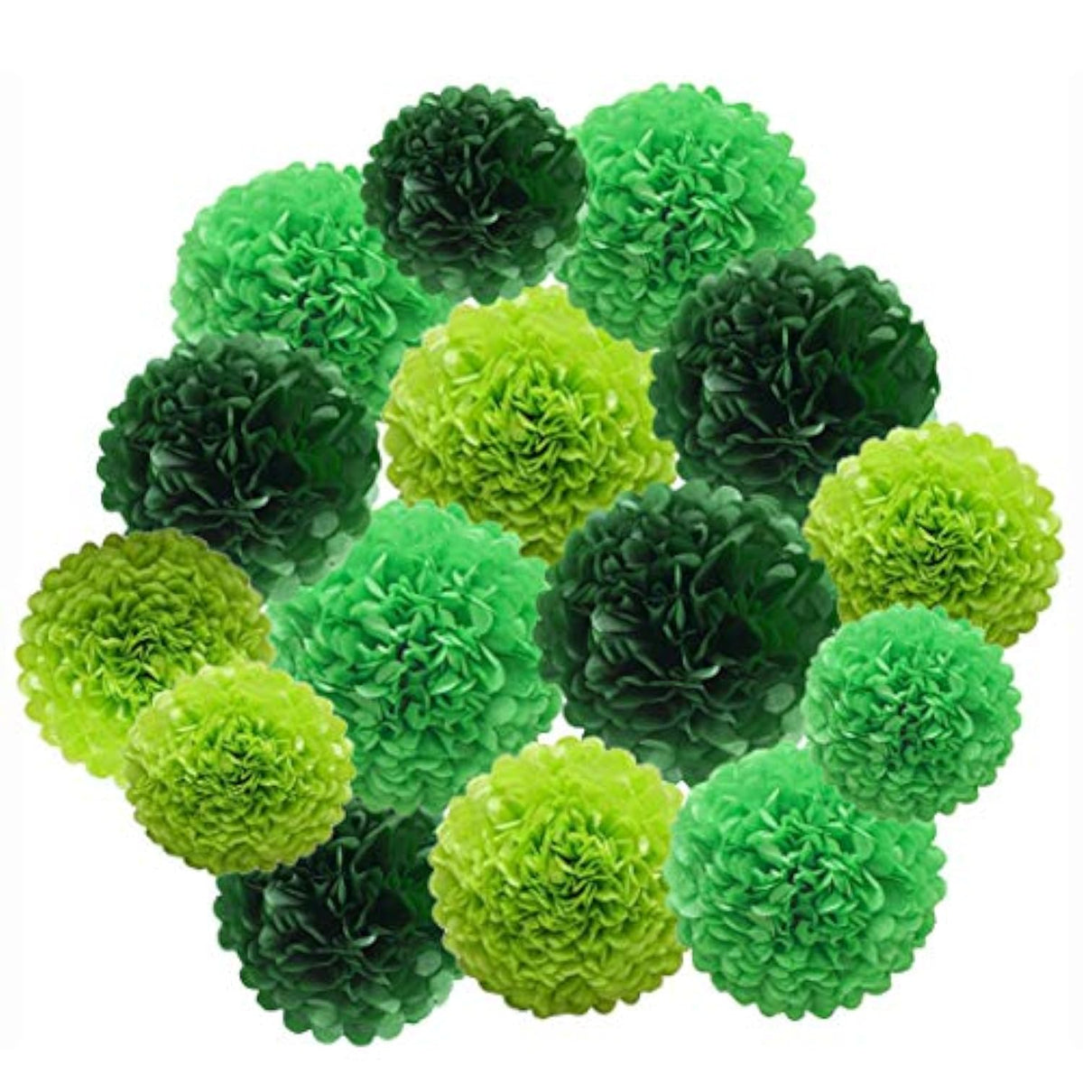 Lucky Green Tissue Paper Pom Poms, St. Patrick'S Day Party Decoration Kit 21Pcs Of 8,10,12 Inch Paper Pom Poms For Birthday Graduation Baby Shower, Spring School Diy Parties