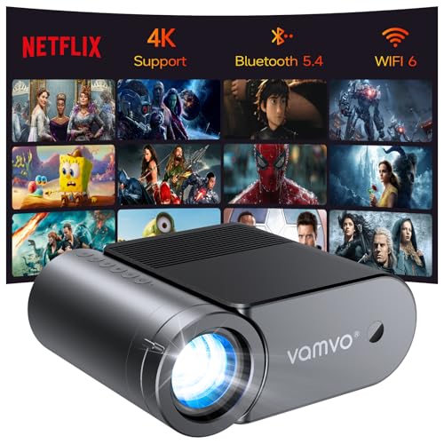 Portable Projector Wifi Videoprojector 1080P 200" Portable Movie Projector, Outdoor Projectors With Stylish Streamlined Design, Compatible With Phone/ Tablet/ Laptop/ Tv Stick/ Ps4 Etc.