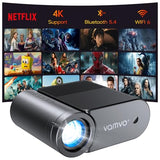 Portable Projector Wifi Videoprojector 1080P 200" Portable Movie Projector, Outdoor Projectors With Stylish Streamlined Design, Compatible With Phone/ Tablet/ Laptop/ Tv Stick/ Ps4 Etc.