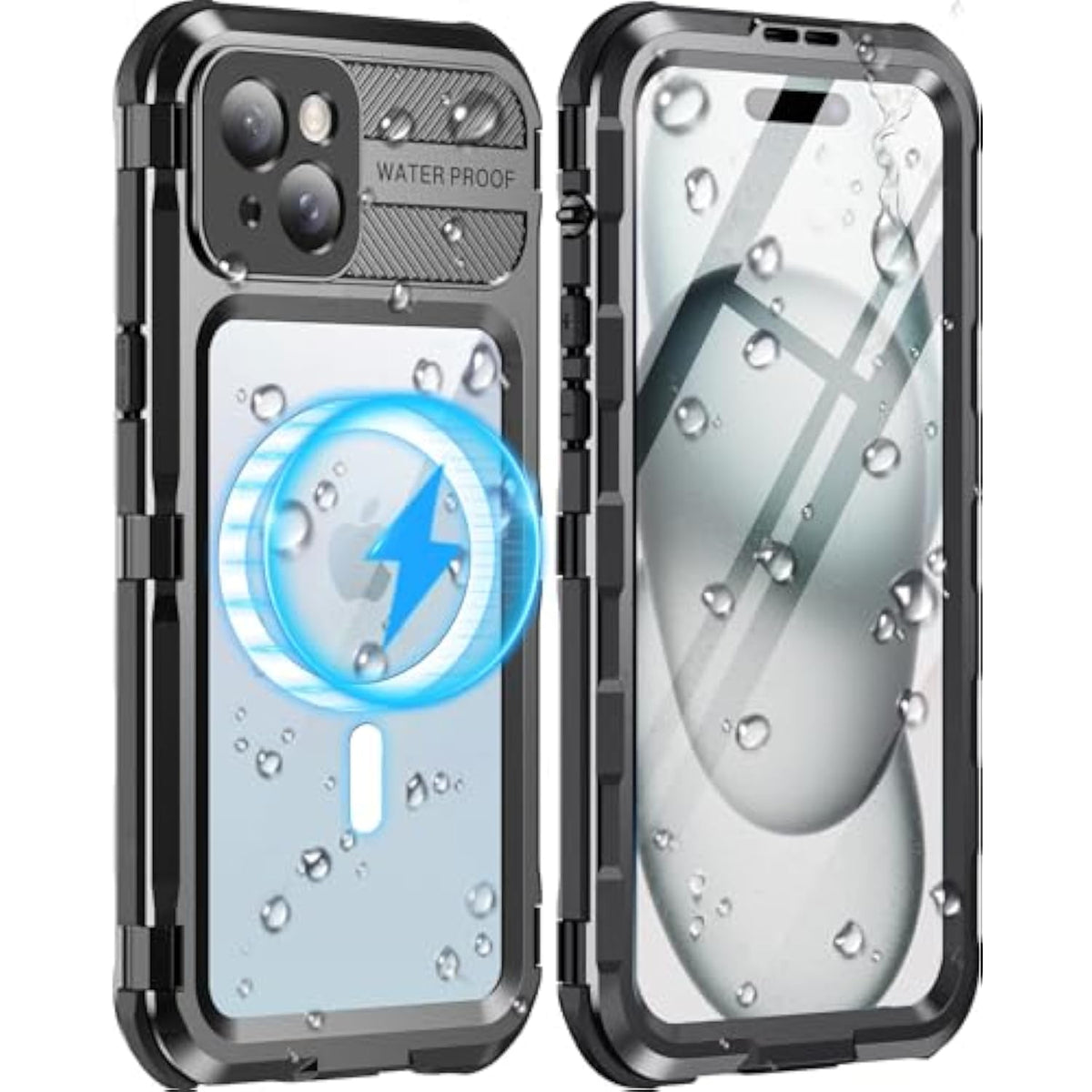 Waterproof Case - Built-In [Screen Protector][Ip68 Water Proof][14Ft Military Grade Shockproof], Rugged Metal Full Body Aluminum Protective Drop Protection Cover, 6.7" Black
