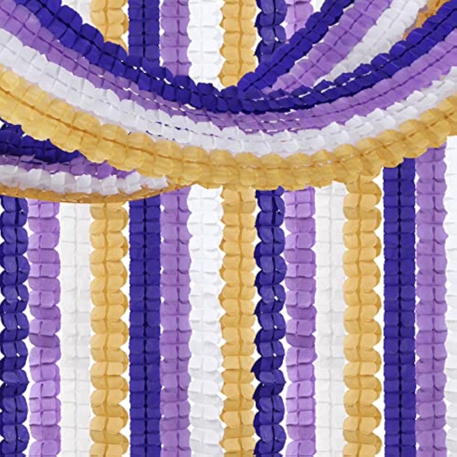 Purple-Gold Party Decorations Garland Streamers - 12Pcs White Purple Lavender Graduation 4-Leaf Clover Paper Streamer,Woman Birthday Wedding Bridal Shower Mothers Banners Decor