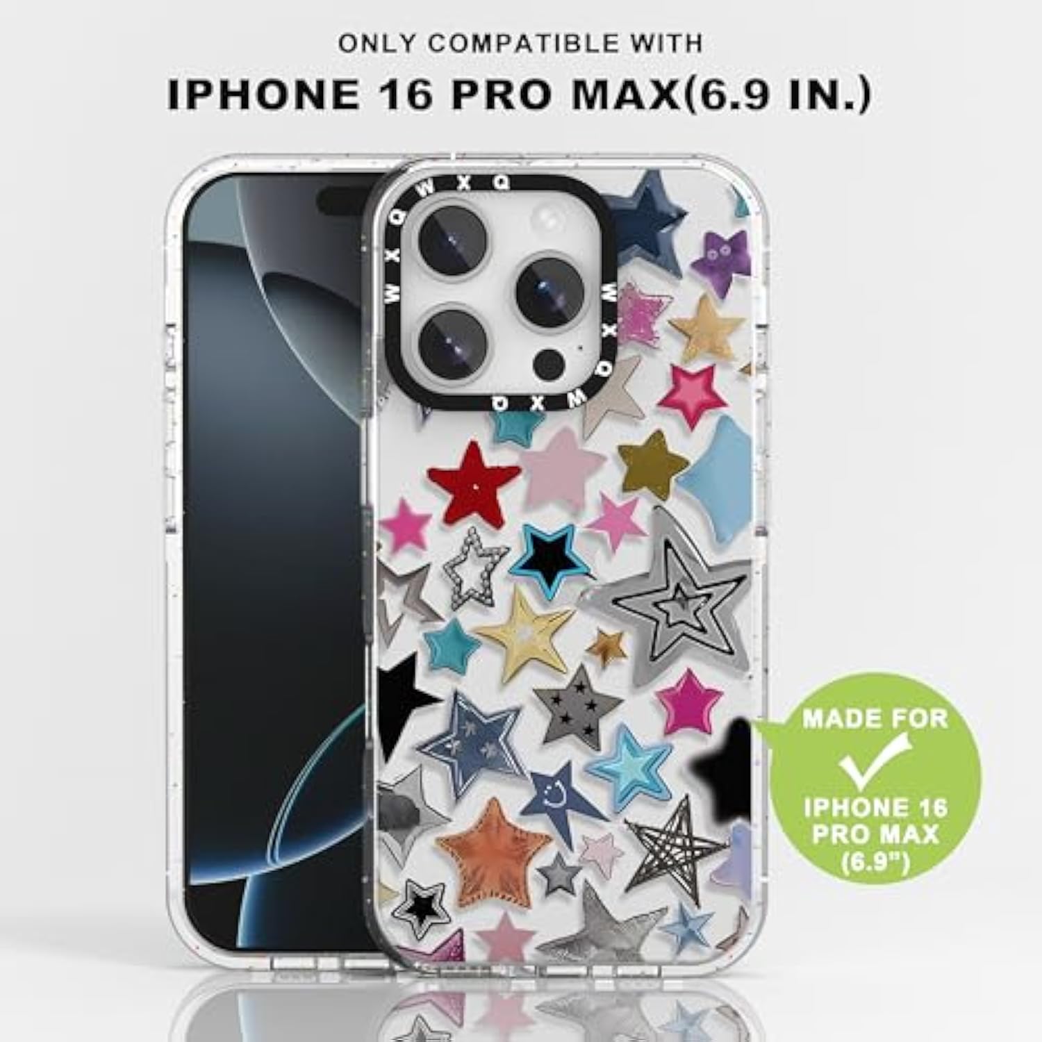 For Iphone 16 Pro Case Tpu+Pc Premium Painted Anti-Drop Phone Case Superior Shock Absorption Military-Grade Drop Protection Multicolor Star Graffiti Design Phone Case