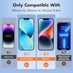 Screen Protector For Iphone 14/13/13 Pro [2-Pack] Double Shatterproof Tempered Glass [Easy Installation Frame] [9H Hardness] [99.99% Hd Clear] [Bubble Free] For Apple 14/13/13 Pro 6.1''