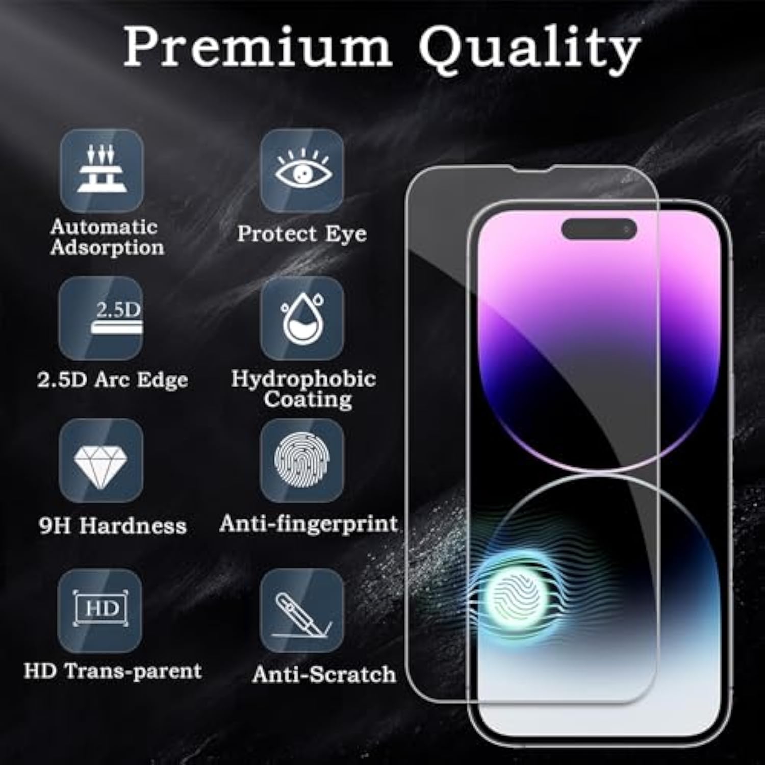 3 Pack Screen Protector For Iphone 14 Pro Max+2 Pack Camera Lens Protector, Tempered Glass Film, Ultra Hd 9H Hardness Case Friendly Anti Scratch Bubble Free Ultra Resistant