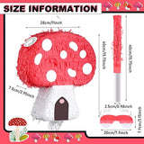 Mushroom Pinata With Stick And Blindfold, Paper, Baby Shower, Fantasy Theme Decoration