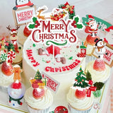 Christmas Cupcake Toppers 73Pcs Santa Claus Gingerbread Man Snowman Elk Socks Gift Cake Decorations For Merry Christmas Party Supplies