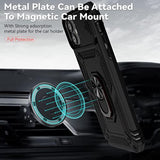 For Iphone 11 Case,With Camera Lens Cover Hd Screen Protector,[Military Grade] Ring Car Mount Kickstand Hybrid Hard Pc Soft Tpu Shockproof Protective Case For Iphone 11-Black