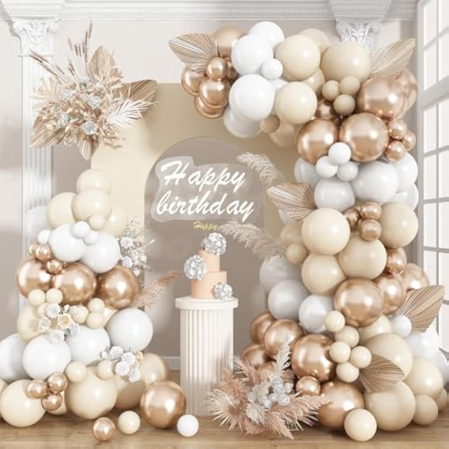 Neutral Champagne Gold Balloon Arch Kit - 142 PCS Party Decorations