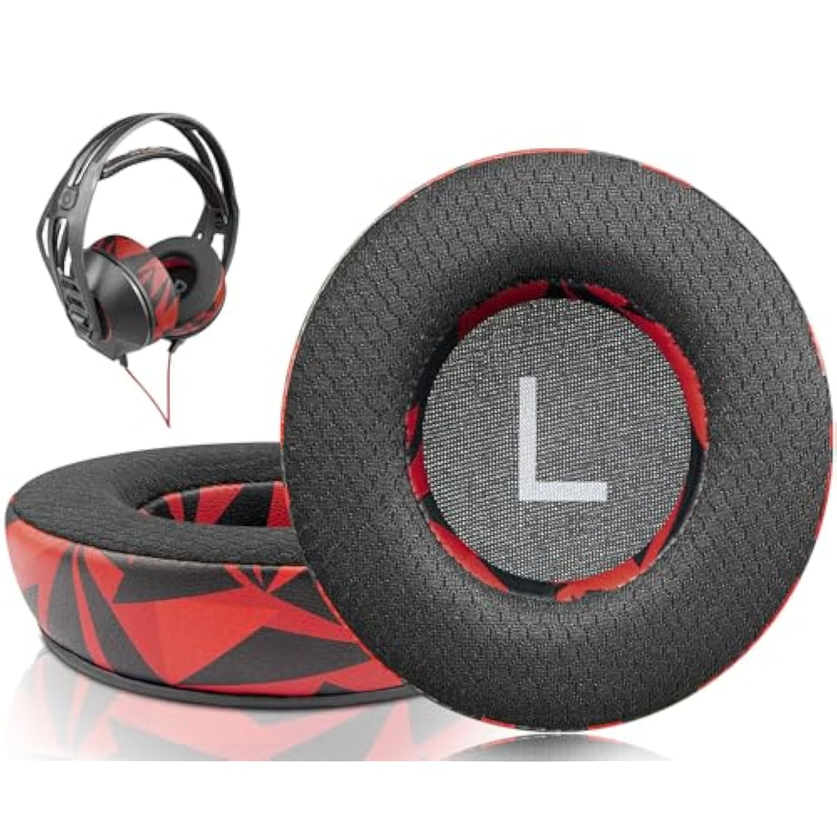 Earpads Replacement For Plantronics (Poly) Rig 400(400Pro Hc, 400Hs, 400Hx, 400Ha), Ear Pads Cushions For Rig 500(500E, 500Hd, 500Hx, 500Hs)/505(505Hs)/515(515Hd) Headset - Rig Mf Red Storm