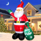 8 Ft Christmas Inflatable Santa Claus Outdoor Decors For Yard, Xmas Blow Up Santa Decoration With Gift Bag, Built-In Led