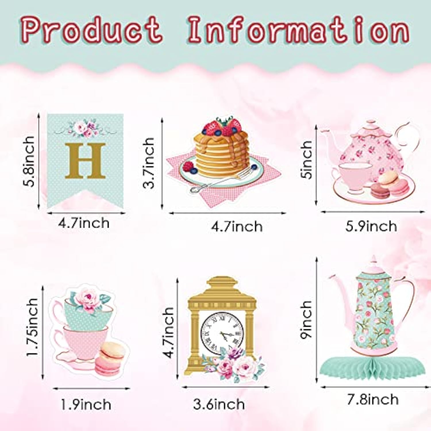 40 Pieces Floral Tea Party Decorations Floral Birthday Banner Teapot B