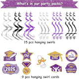 Graduation Decorations Purple Gold 2026/Purple Gold Graduation Party Decorations Nyu Hanging Swirls Class Of 2026 Purple For Isu Grad Party