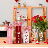 3 Pcs Valentine‘S Day Decorations For Home Valentines Table Block Sign Wooden Valentine Tiered Tray Decor Rustic Farmhouse Tabletop Centerpieces For Wedding Anniversary Party Shelf