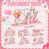 6 Pcs Spring Floral Baby Shower Wooden Centerpieces – "It's a Girl" Table Decor