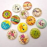 50 Pcs 20Mm 2-Hole Mixed Random Colorized Wooden Clock Style Buttons U