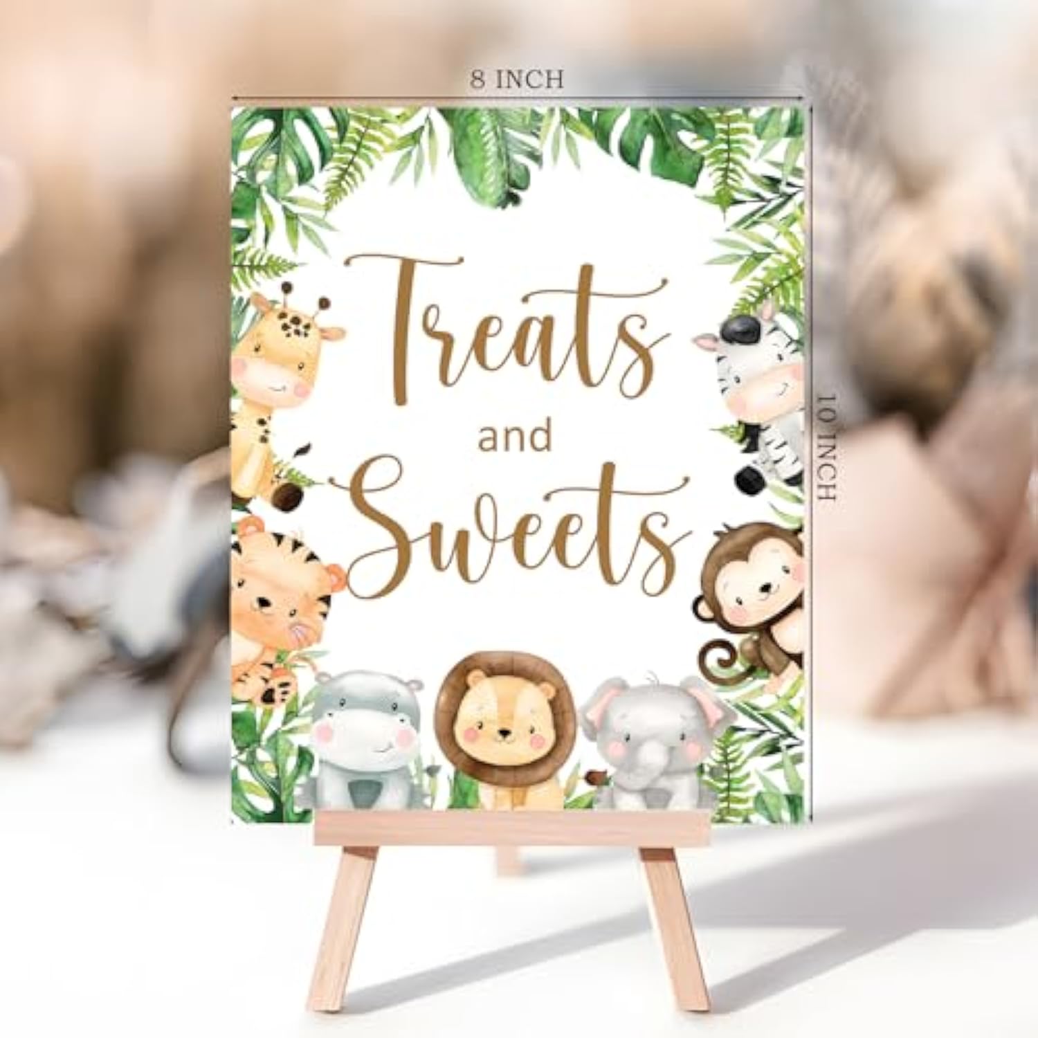 4Pcs Cute Animal Table Sign Centerpieces For Baby Shower Supplies, Safari Baby Shower Decorations Birthday Party Supplies (8X10In)