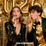 24 Mini Gold Party Blowers 2026 Noisemakers Whistles for Kids Party