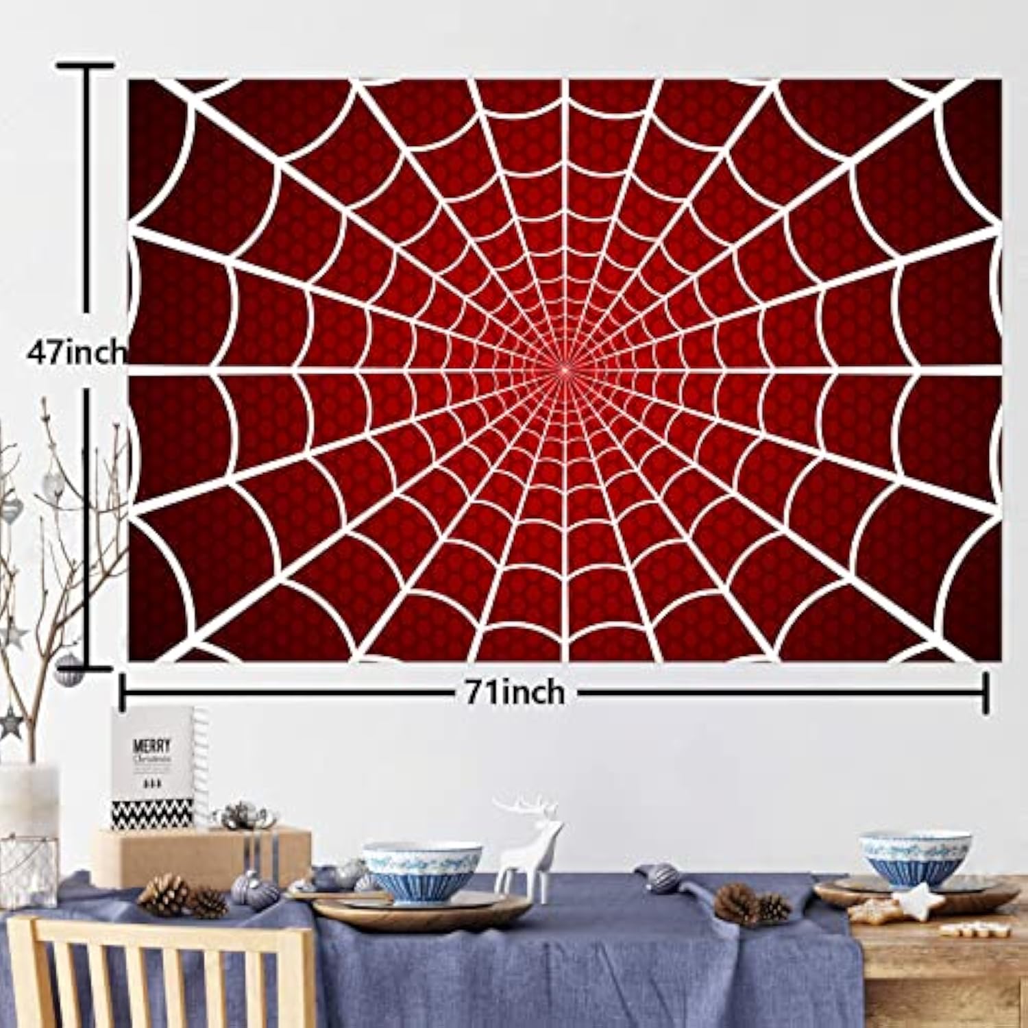 Spider Web Happy Birthday Banner Backdrop Superhero Party Decor Photo Props