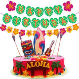 Hawaiian Happy Birthday Banner for Tropical Luau Party, Palm Leaf Decor