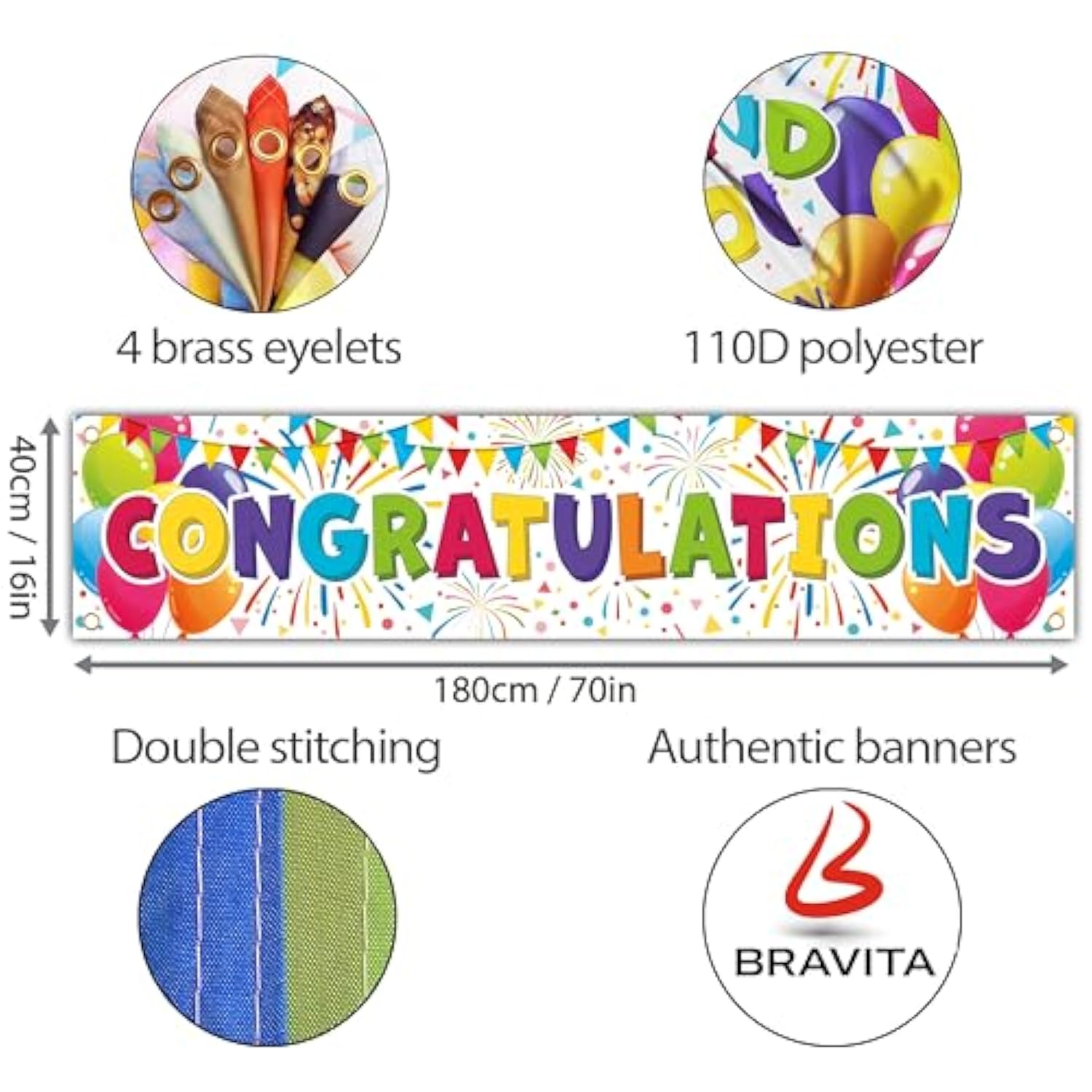 Congratulations Banner – Proud of You Graduation & Prom Decorations (6x1.3ft