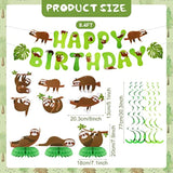17 Pcs Dog Sloth Party Decorations And Supplies Including 2 Birthday Banners, 3 Honeycomb Centerpieces, 6 Hanging Swirls & Cards For Puppy Theme Birthday Favors(Sloth Style)