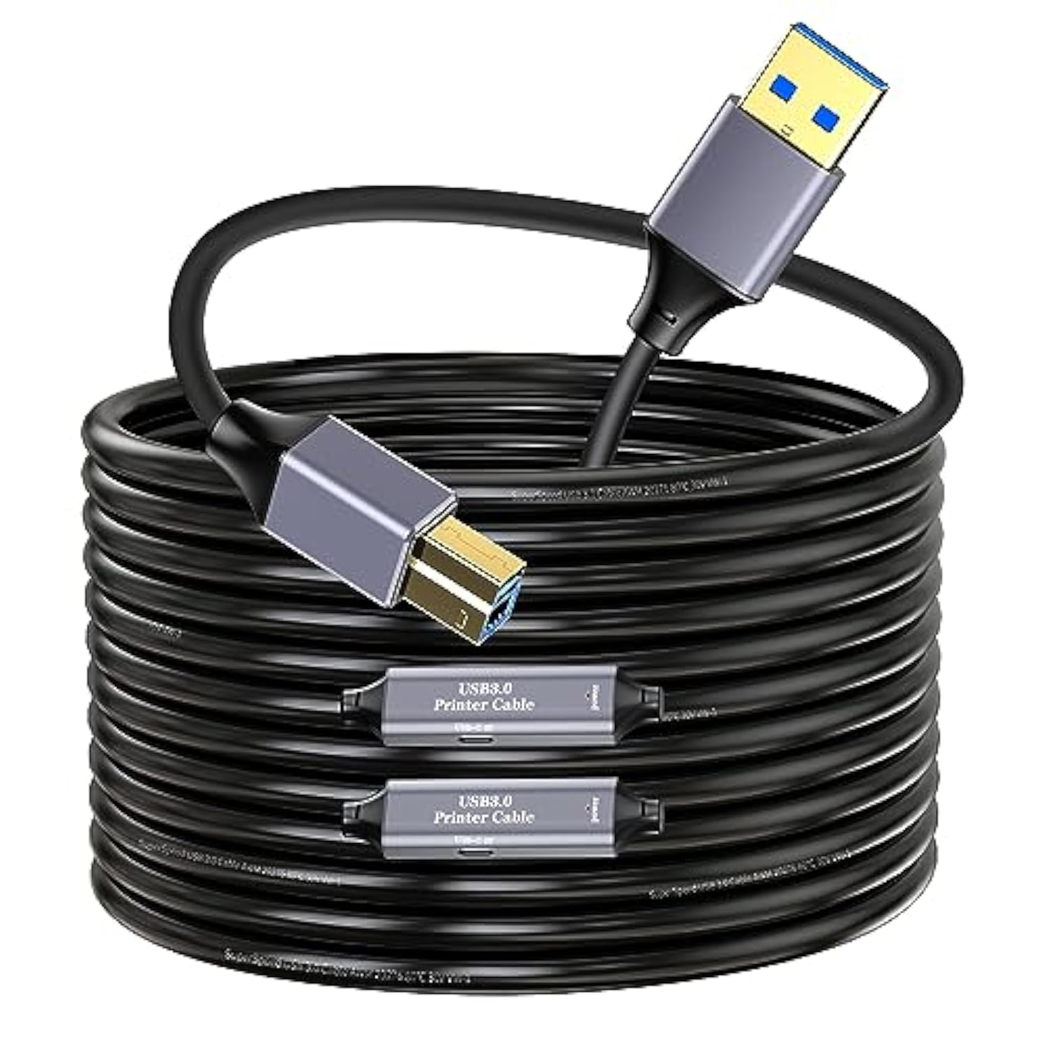 Usb 3.0 Printer Cable - 50Ft, Usb A To Usb B 3.0 Compatible With Conference Camera, Docking Station, Hard Drive, Scanner, Vidicon And More