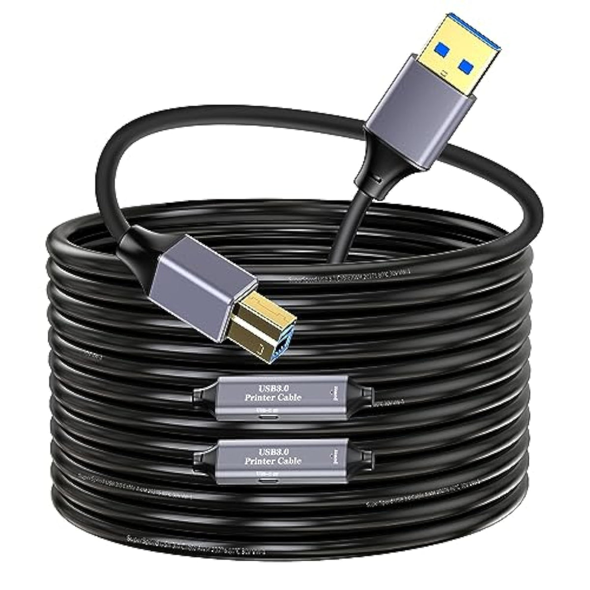 Usb 3.0 Printer Cable - 50Ft, Usb A To Usb B 3.0 Compatible With Conference Camera, Docking Station, Hard Drive, Scanner, Vidicon And More