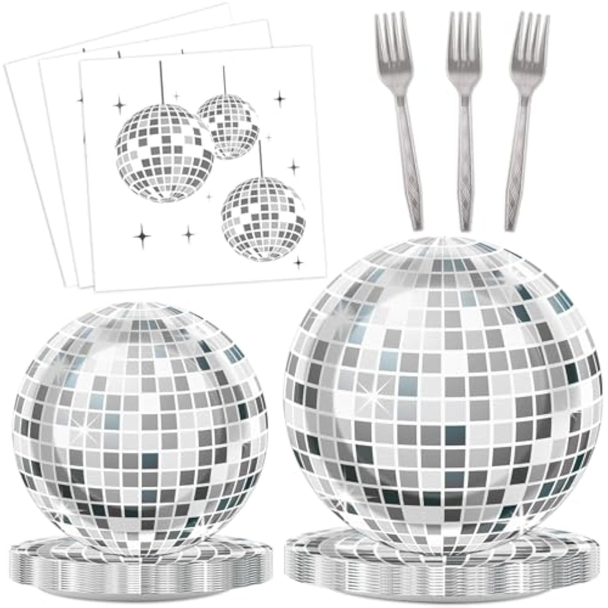 200Pcs Disco Theme Party Plates And Napkins 1970S Birthday Party Decorations Silver Disco Ball Paper Plates 70S Disco Party Tableware Set Serves 50 Guests Baby Shower Wedding Party Supplies Favors