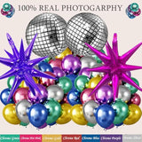 161Pcs Shiny Chrome Balloon Garland Arch Kit Retro Disco Dance Party Decorations With 4D Disco Ball Balloons And Explosion Star Foil Balloons For 80S 90S Theme Neon Birthday Galaxy Supplies