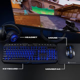 Gaming Keyboard And Mouse Combo With Headset And Mouse Pad - 4 In 1 Rgb Gaming Bundle For Xbox One, Ps5, Ps4, Pc