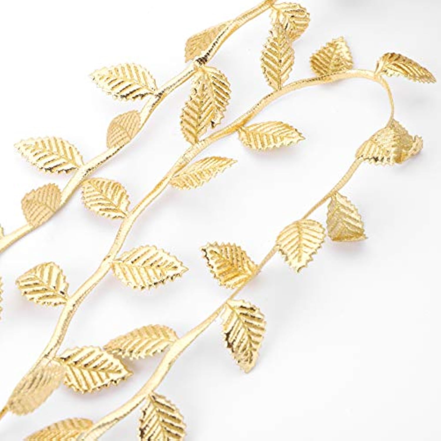 43.7 Yards Gold Leaf Trim Ribbons, Artificial Vine Leaves Christmas Ribbon Trim Rope Spool For Wreath Making, Diy Crafts, Gift Wrapping, Wedding Party, Garland Home Decorations