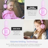 KidJamz KJ55 Wired Childrens Headphones with 3.5mm Plug, Colorful Graphics, Volume Limiter & Microphone, Adjustable On-Ear Kids Headset for Online
