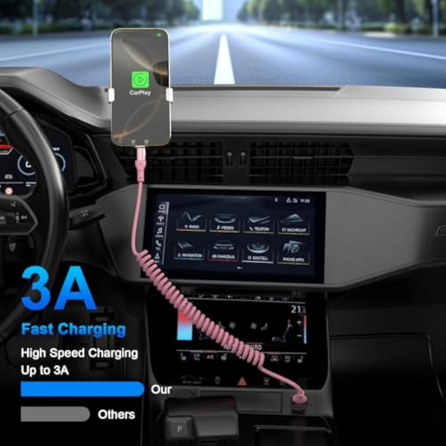 Coiled Car Carplay Cable Cord For Iphone 17 16, 2 Pack 5Ft Usb To Usb C Coiled Cable For Car Carplay Short Usb C Retractable Cord For Iphone 17/17 Pro/17 Pro Max/Air/1616 Pro/16 Pro Max/15/15 Pro Max