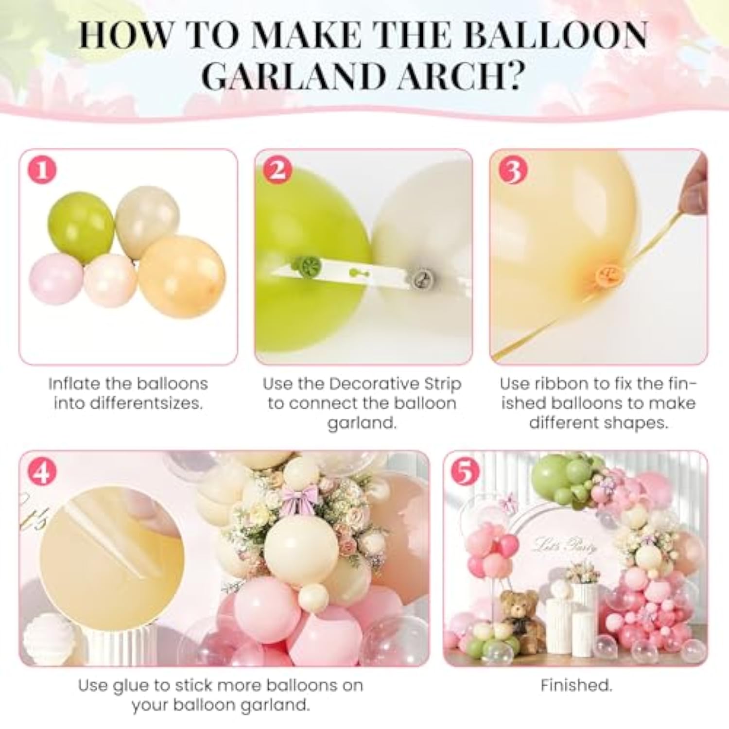124Pcs Spring Wildflower Party Decor Set - Floral Happy Birthday Backdrop, Banner, Balloons, Tablecloth, Cake Toppers | For Women Girls Birthday, Baby Shower, Tea Party