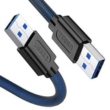 Usb 3.0 A To A, 3.3 Ft, Male To Male Cable Double End Usb Cord Compatible With Hard Drive Enclosures Dvd Player Laptop Cooler - Blue