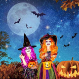 5x7FT Halloween Backdrop Moonlight Pumpkin Fallen Leaves Party Photo Decoration